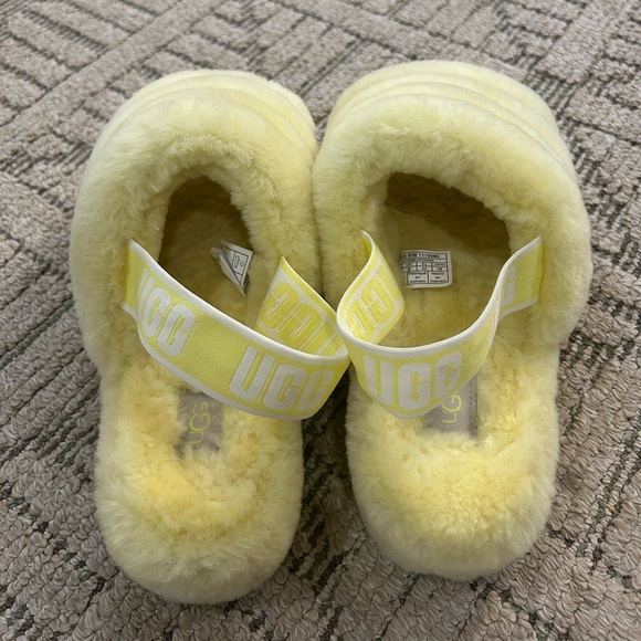 UGG Neon Soft Yellow Fluffy Slides size 11 - Picture 5 of 11